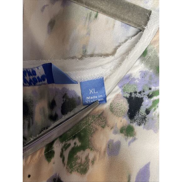 Simply Vera Vera Wang Women’s Ivory Sleeveless Blouse Size XL - Abstract Floral - Picture 4 of 7